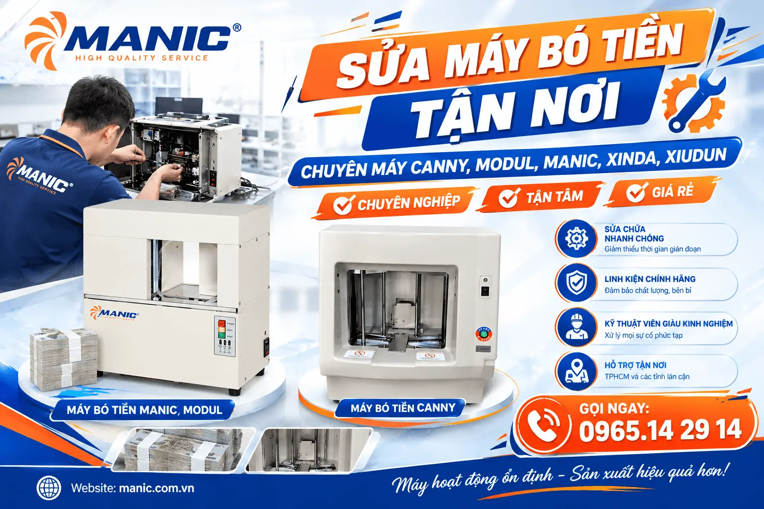 Dịch vụ Sửa Máy Bó Tiền Tận Nơi Chuyên Nghiệp, Chi Phí Hợp Lý – Chuyên Canny, Modul, Manic, Xiudun, Xinda